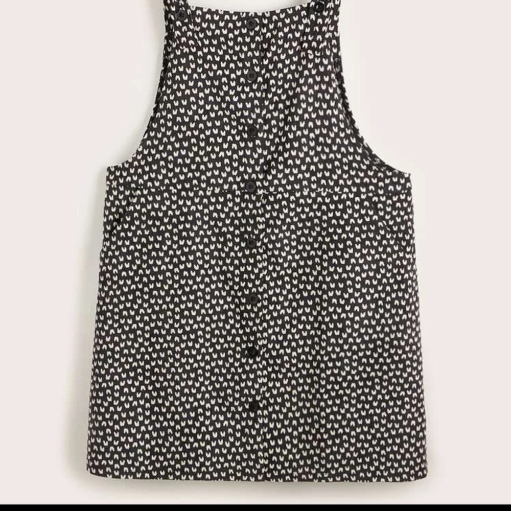 Printed Black Shein Coorduroy Overalls Dress